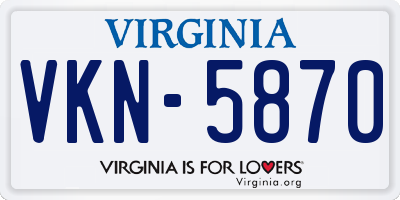 VA license plate VKN5870
