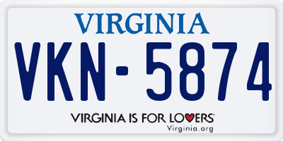 VA license plate VKN5874
