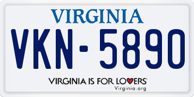 VA license plate VKN5890