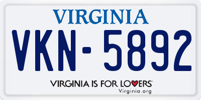 VA license plate VKN5892