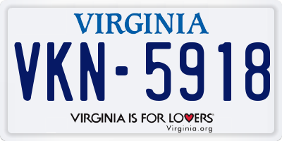 VA license plate VKN5918