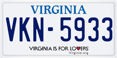 VA license plate VKN5933