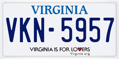 VA license plate VKN5957