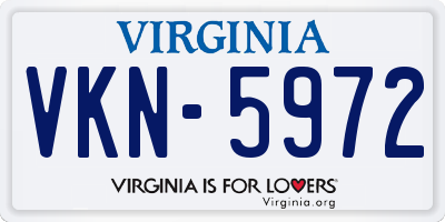 VA license plate VKN5972