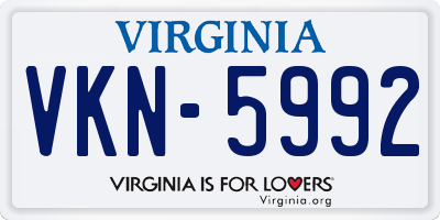 VA license plate VKN5992