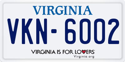 VA license plate VKN6002
