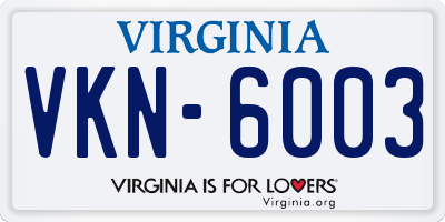 VA license plate VKN6003