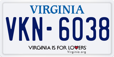 VA license plate VKN6038