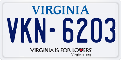 VA license plate VKN6203