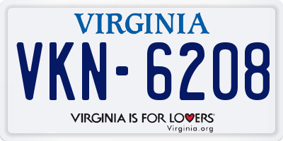 VA license plate VKN6208