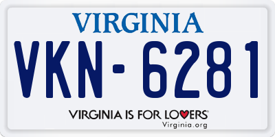 VA license plate VKN6281