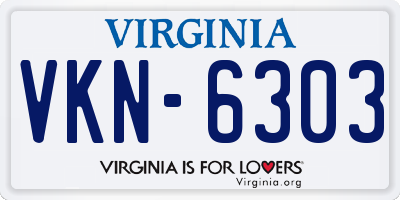 VA license plate VKN6303