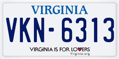 VA license plate VKN6313