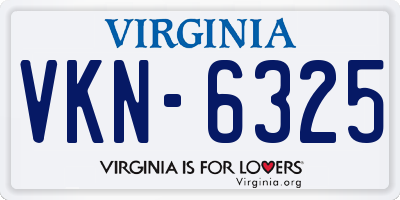 VA license plate VKN6325