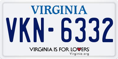 VA license plate VKN6332