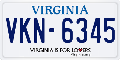 VA license plate VKN6345