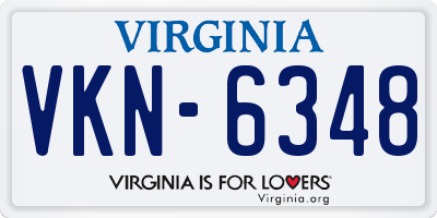 VA license plate VKN6348