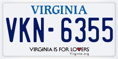 VA license plate VKN6355