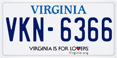 VA license plate VKN6366