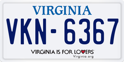 VA license plate VKN6367