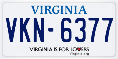 VA license plate VKN6377