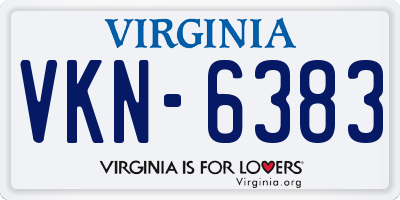 VA license plate VKN6383