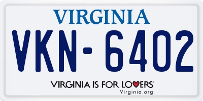 VA license plate VKN6402