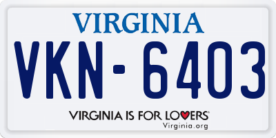 VA license plate VKN6403