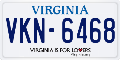 VA license plate VKN6468