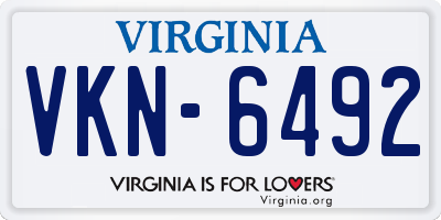 VA license plate VKN6492