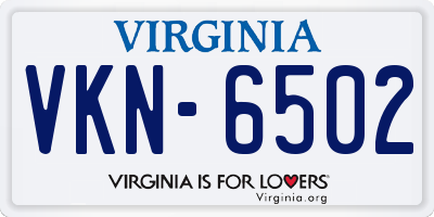 VA license plate VKN6502