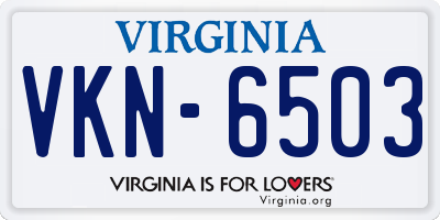 VA license plate VKN6503