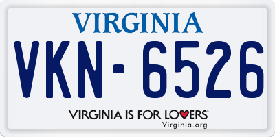 VA license plate VKN6526
