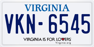 VA license plate VKN6545