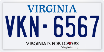 VA license plate VKN6567