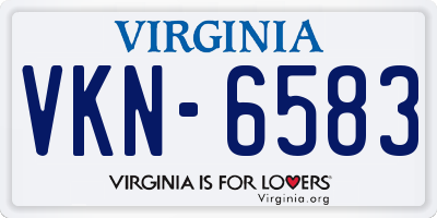 VA license plate VKN6583