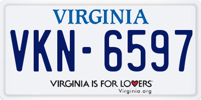 VA license plate VKN6597