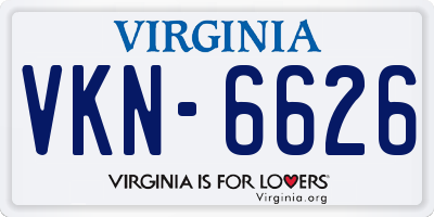 VA license plate VKN6626
