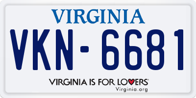 VA license plate VKN6681