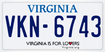 VA license plate VKN6743