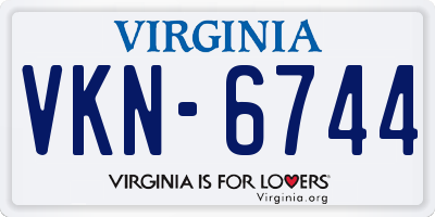 VA license plate VKN6744