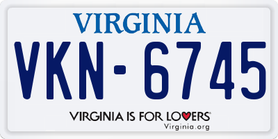 VA license plate VKN6745