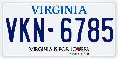 VA license plate VKN6785