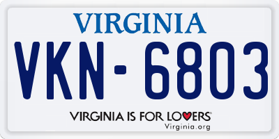 VA license plate VKN6803