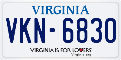 VA license plate VKN6830