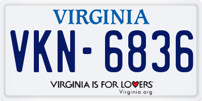 VA license plate VKN6836