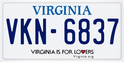 VA license plate VKN6837