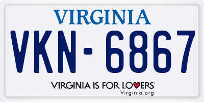 VA license plate VKN6867