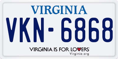 VA license plate VKN6868
