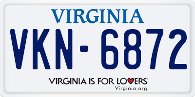 VA license plate VKN6872